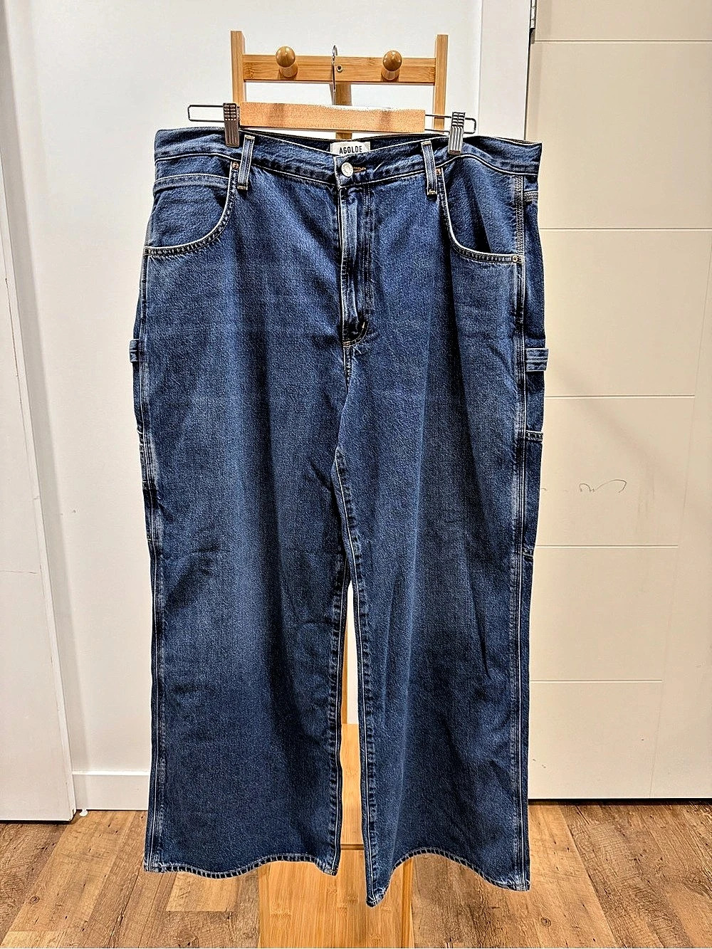 AGOLDE Magda Carpenter Jean Straight Leg Jeans in Blue Waist 34